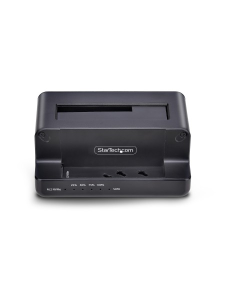 StarTech.com Clonador NVMe M.2 a SATA de 2.5 3.5 - Dock Duplicador Autónomo de 2 Bahías para SSD - Bidireccional NVMe a SATA  
