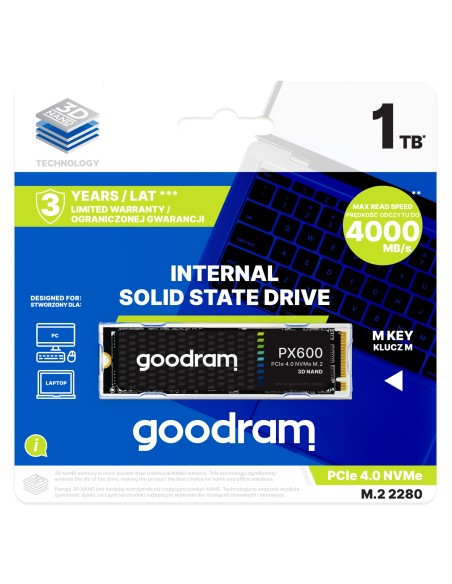 Goodram SSDPR-PX600-500-80 unidad de estado sólido 500 GB M.2 PCI Express 4.0 NVMe 3D NAND
